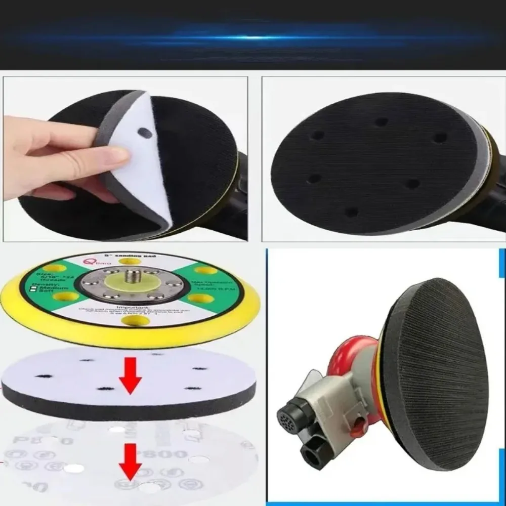 3 Pieces 8 Holes Sponge Pads Sanding Pad for Sander 125 mm Soft Sponge Interface Pads,Accessories for Sanders,Soft Sponge Pad