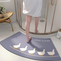 40x75/45x100cm Curved Super Absorbent Bathroom Quick Drying Floor Mat Easy To Clean Door Mat Arc Non-slip Entrance Bath Carpet