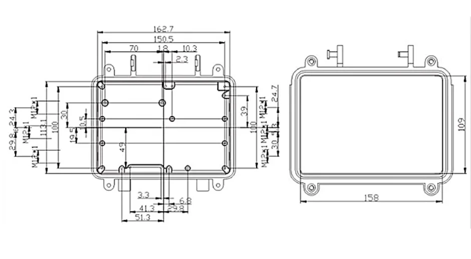 1ชิ้น160*110*60มิลลิเมตรอะลูมิเนียมหล่อตายกันน้ำกล่องแยกสายสัญญาณอลูมิเนียมกลางแจ้งสัญญาณกันน้ำที่อยู่อาศัย