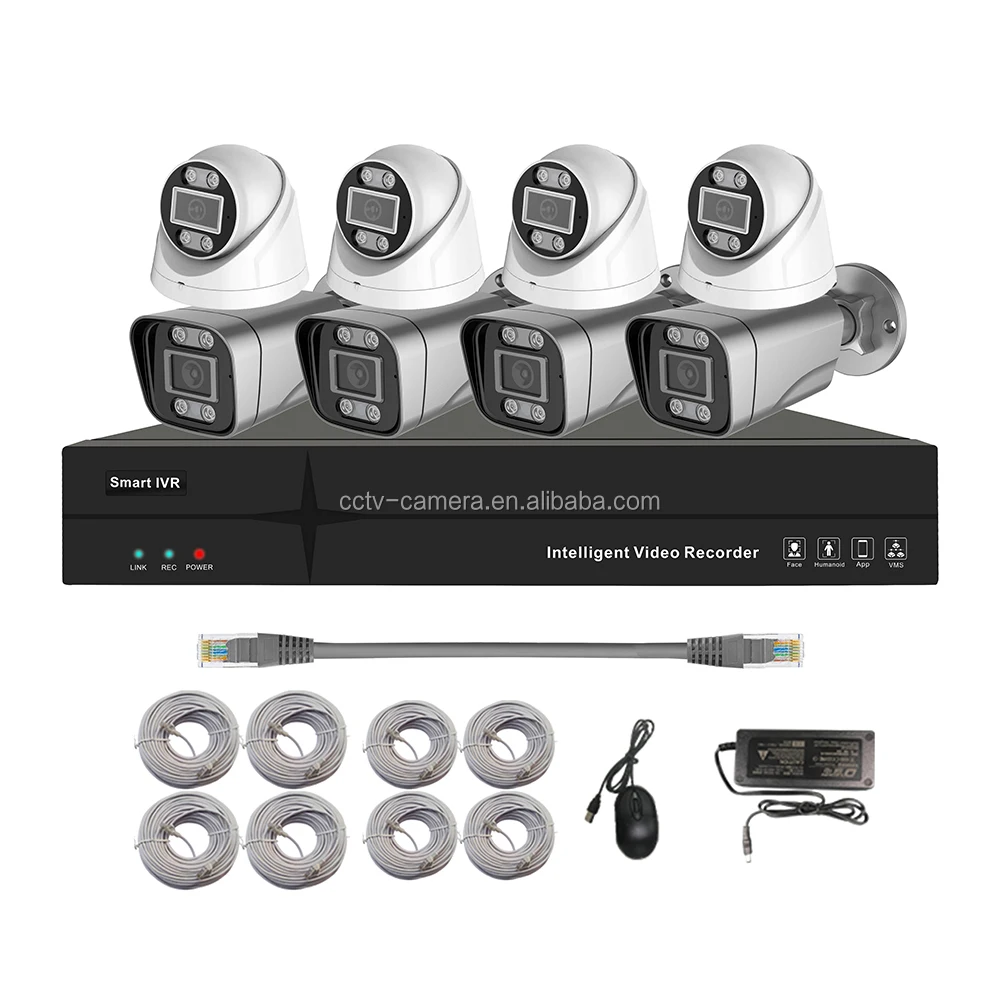 ชุดกล้องวงจรปิด IP CCTV 8 ช่องทาง ระบบ AI อัจฉริยะ ยอดขายดี พร้อม NVR 8CH รองรับ PoE