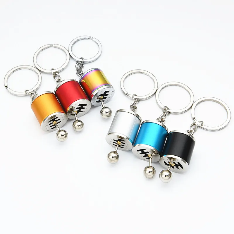 Creative Car 6 Speed Gearbox Gear Head Keychain Manual Transmission Lever Metal Key Ring Car Refitting Metal Pendant Keychain