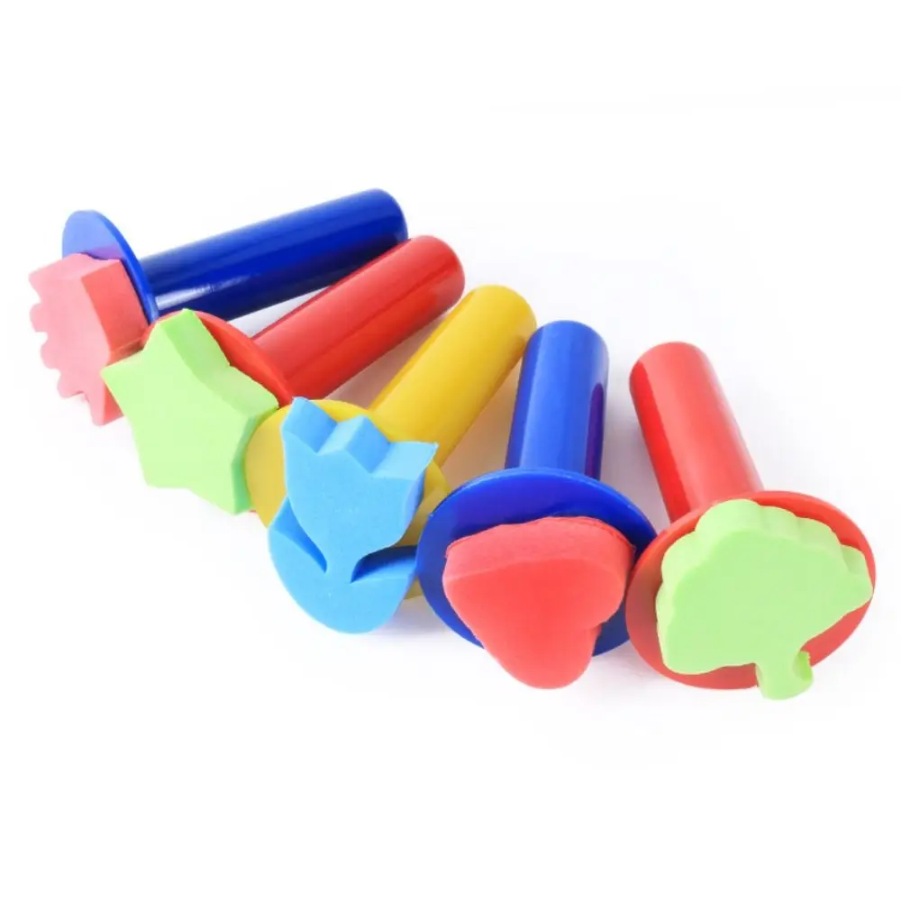 Esponja escova esponja carimbo escova kits criação artesanal cogumelo vara diy esponja selo escova diy eva rolo jardim de infância