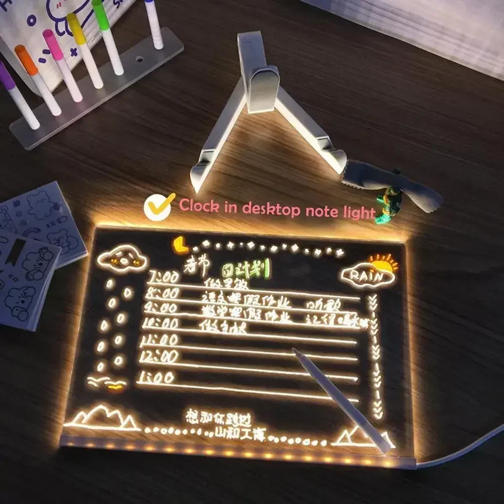 LED-lamp Acryl Bericht Notitiebord Uitwisbare USB Kindertekentafel Slaapkamer Nachtlampje Verjaardag Kindercadeau