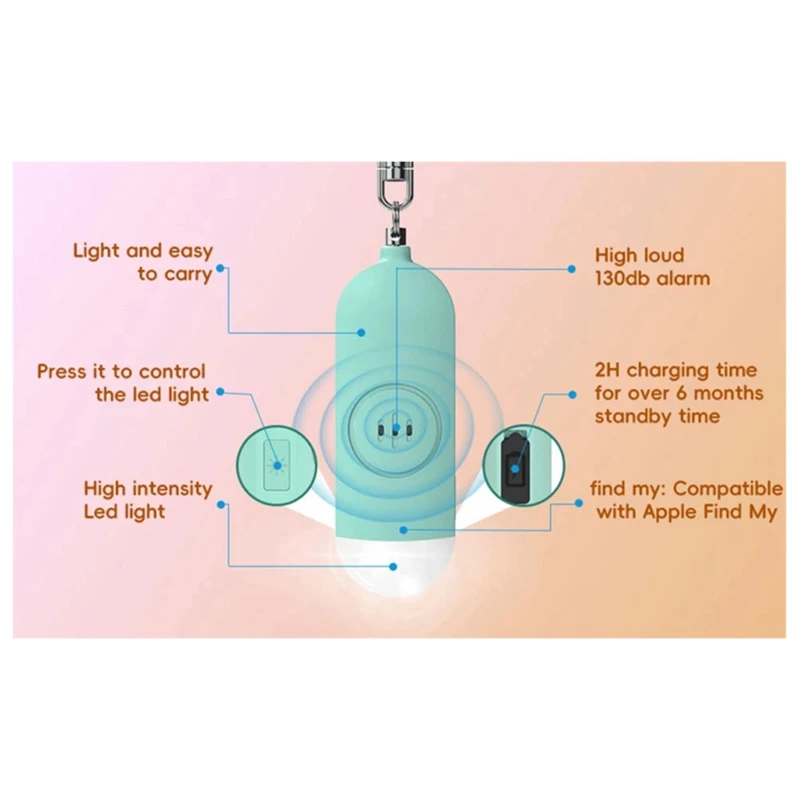 

RISE-Self-Defense Alarm Smart Tag Gps Tracker Portable Rechargeable Alarm Key Child Finder Pet Carmini Airta