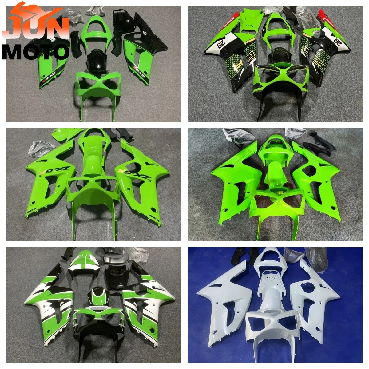 JUN Fit For KAWASAKI ZX-6R ZX6R 636 2003 2004 03 04 Custom Fairings Kit Bodywork Shell New ABS Motorcycle full Fairing Kit