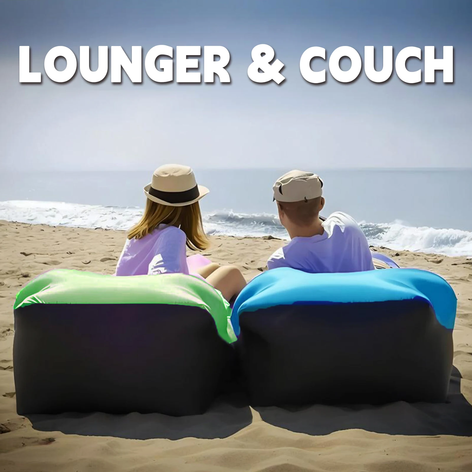 Inflatable Lounge Air Sofa Couch, Portable Beach & Camping Chair, Waterproof Couch for Picnics Hiking Outdoor Music Festivals