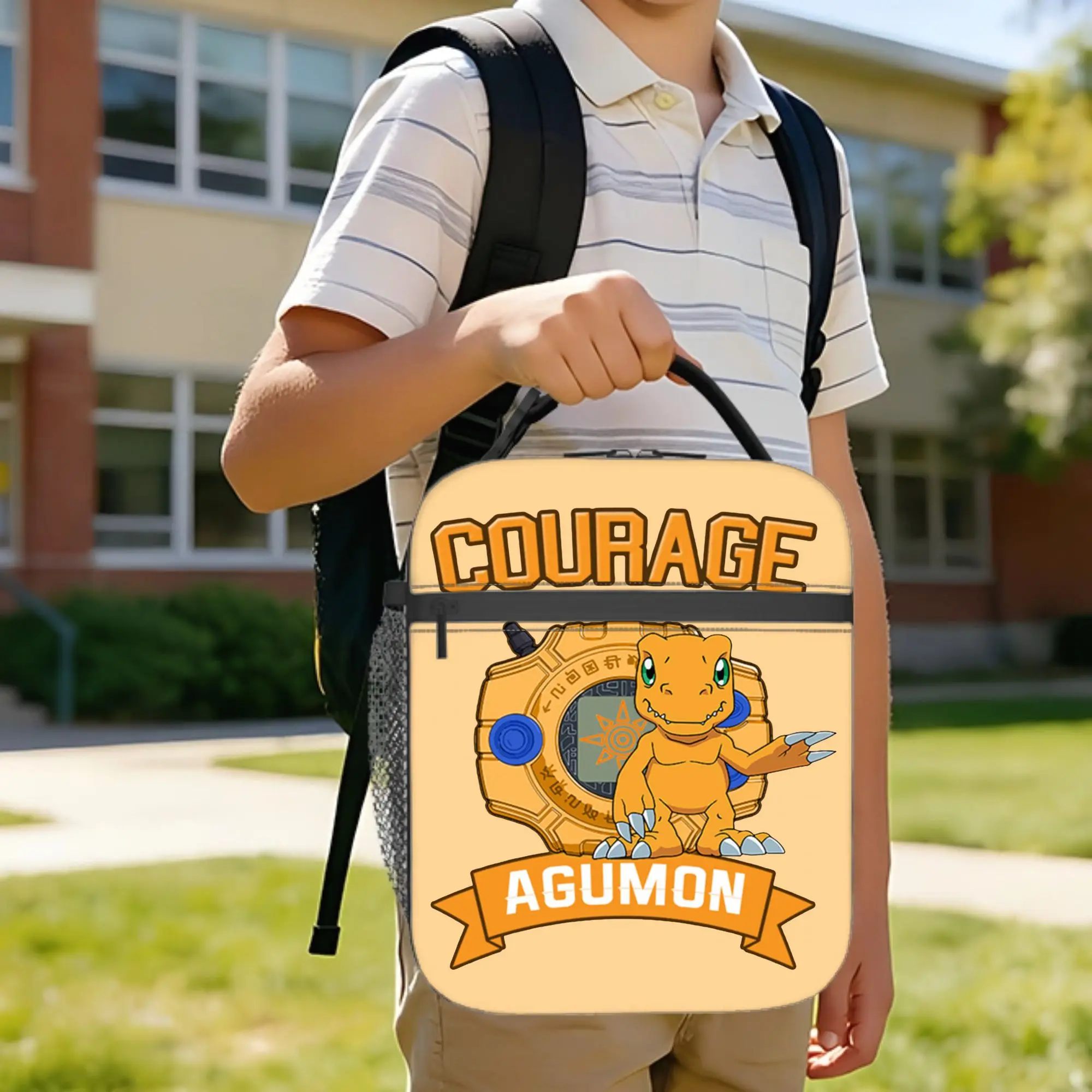 Agumon Insulated Lunch Bag High Capacity Digimon Nostalgic Lunch Container Thermal Bag Lunch Box Tote Office  Travel Food Bag