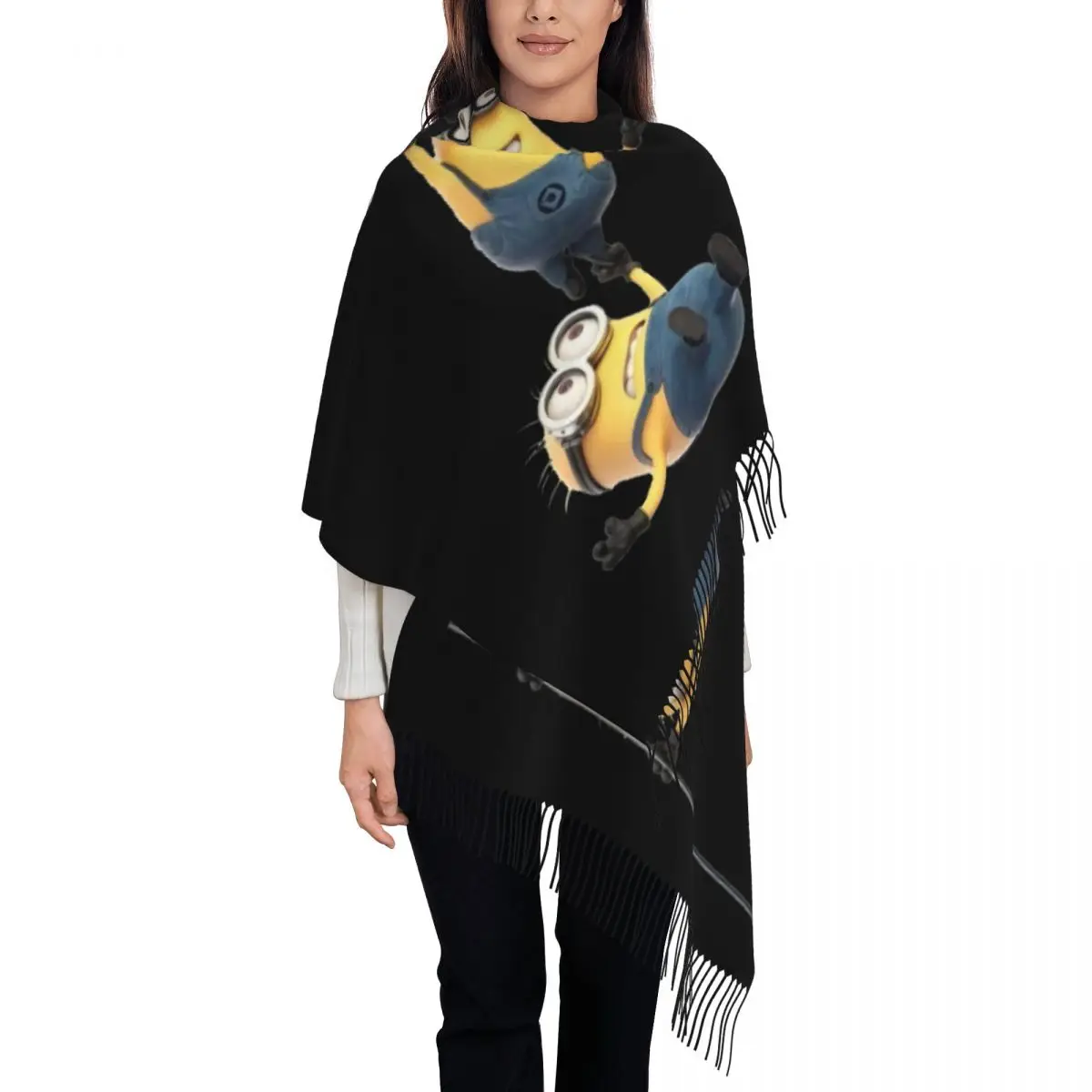 

Custom Anime M-Minions Cartoon Scarf Women Fashion Winter Fall Shawl Wraps Tassel Wraps