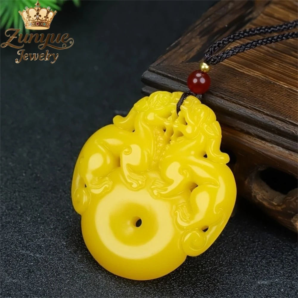 High-End Natural Yellow Dragon Jade Attracting Wealth Achieving Good Fortune Pi Xiu Peace Lucky Pendant Popular Fashion Jewelry