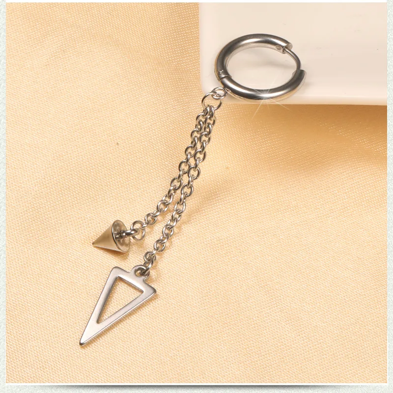 Stainless Steel Dangle Hanging Pendant Drop Earring for Woman Man Minimalist Punk Spike Piercing Ear Jewelry New In Accessory