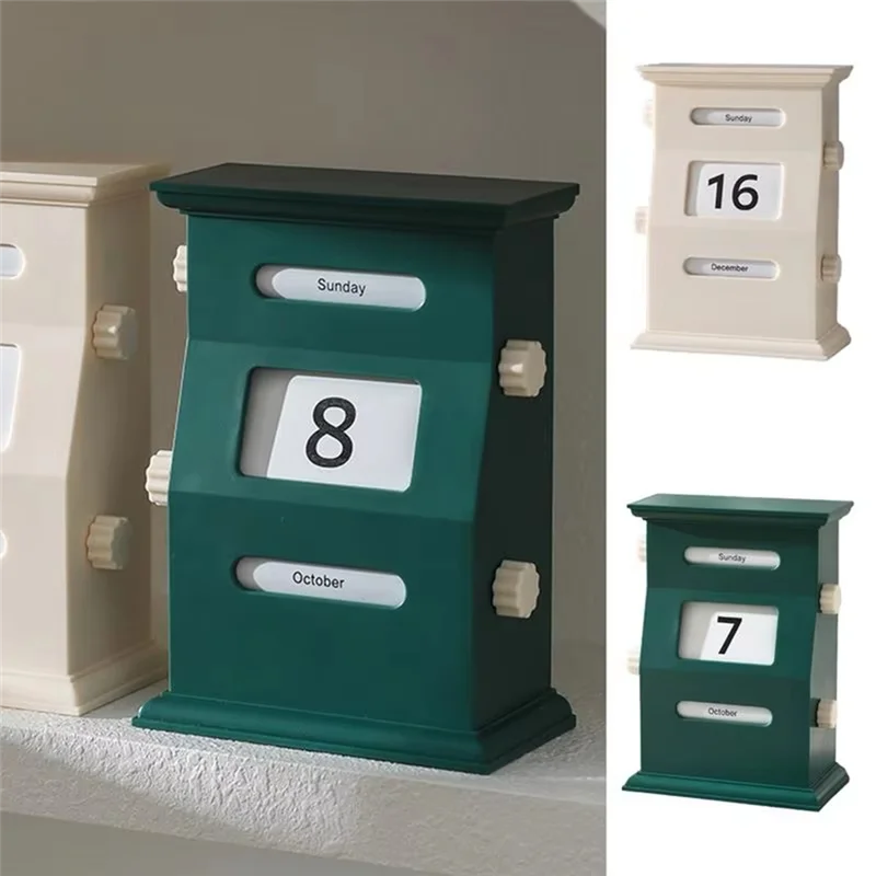 ABFM-Calendar Desk Retro Calendar Blocks Desk Date Display Desk Decorations Desktop Decor Date Blocks