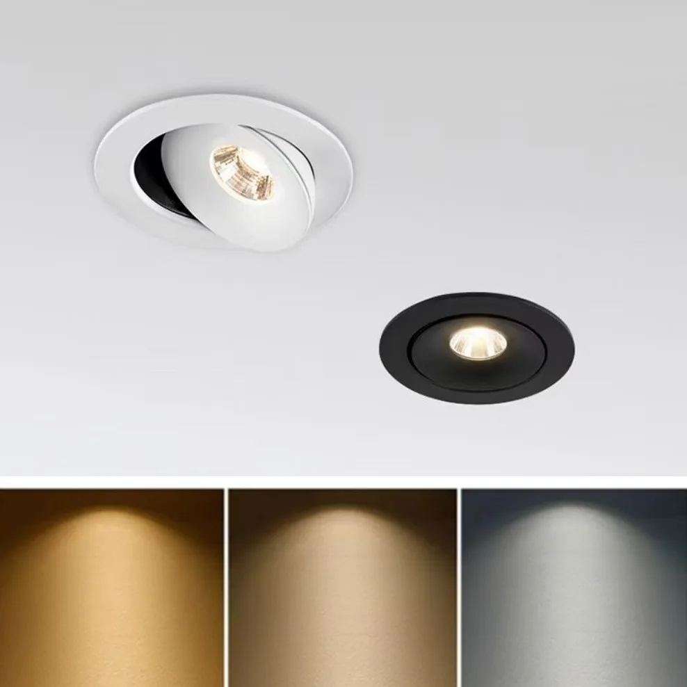 

Светодиодный встраиваемый потолочный светильник Spot Led, диммируемый, белый/черный, для помещений, 360° ° Регулируемый светильник для домашнего декора с COB-источником света