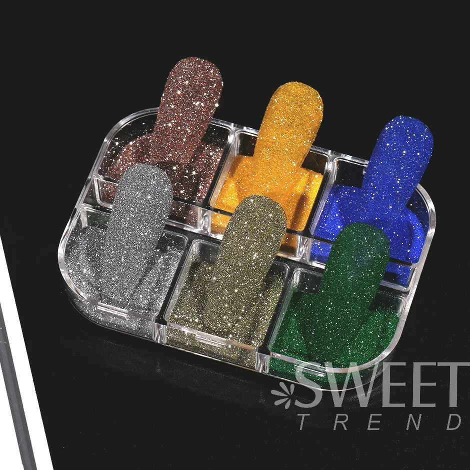 Sparkly Diamond Glitter polvere per unghie argento riflettente colorato pigmento cromato Flash discoteca immersione sabbia Manicure paillettes