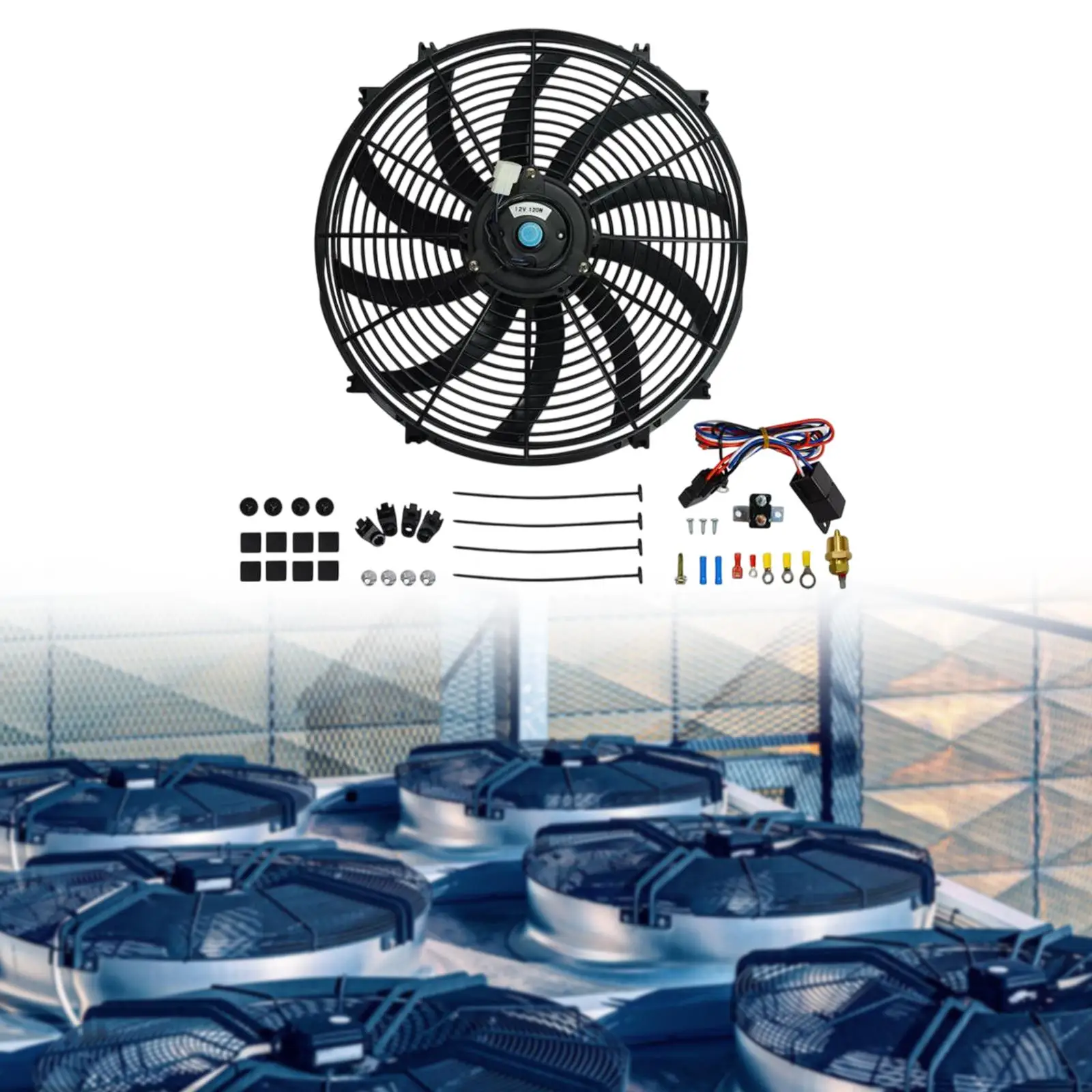 

16 inch Slim Fan Push Pull 3000CFM Premium 12V Electric Radiator Cooling Fan