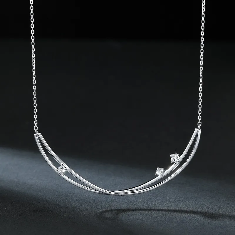 

ZFSILVER Fashion Trend Classic 925 Silver Moissanite Design Simle Necklace For Charm Women Accessories Jewelry Party Gift BTN026