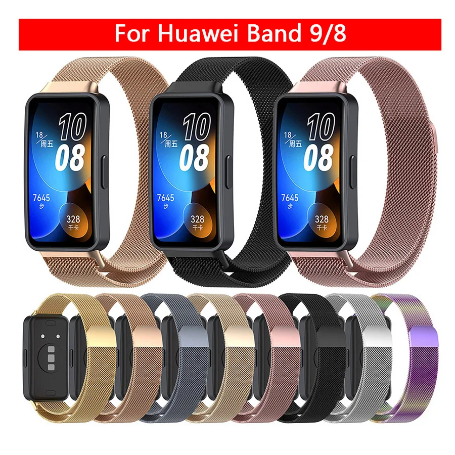 Mlianese Strap For Huawei Band 9 Smartwatch Magnetic Correa Wrist band Metal Stainless Steel Bracelet for Huawei Band 8