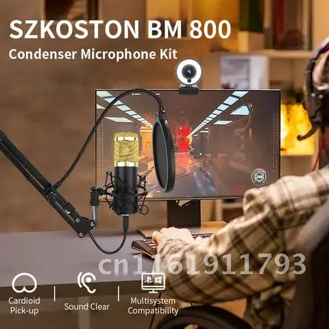 BM 800 Microphone Studio Sound Card Kits bm800 Condenser Microphone PC Mic Podcast Streaming Gaming Karaoke Recording microfone