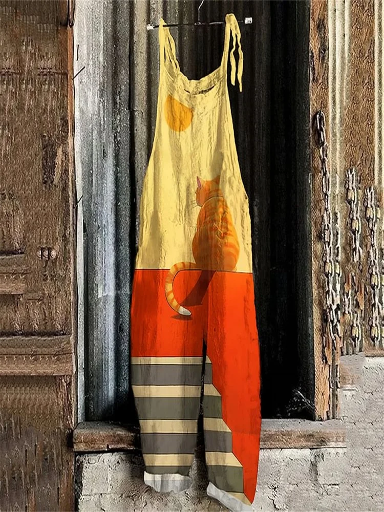 

Abstract Cartoon Cat 3D Printed One-piece Trousers, Colorful Casual, Fashionable And Versatile Trendy Women's Trousers