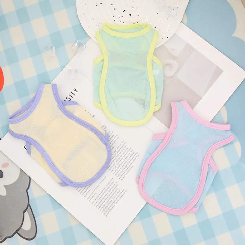 

Dog Cool Summer Vest Cool Clothes Breathable Cooling Pet Ice Silk Solid Color Vest Cat and Dog Universal
