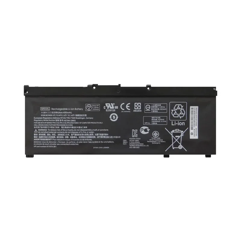 Аккумулятор SR03XL 11,55 В, 52,5 Втч для HP OMEN 15-CX 15-DC TPN-Q211 TPN-Q194 Q193 TPN-C133 TPN-C134 HSTNN-DB8Q L08934-2B1 L08855-855