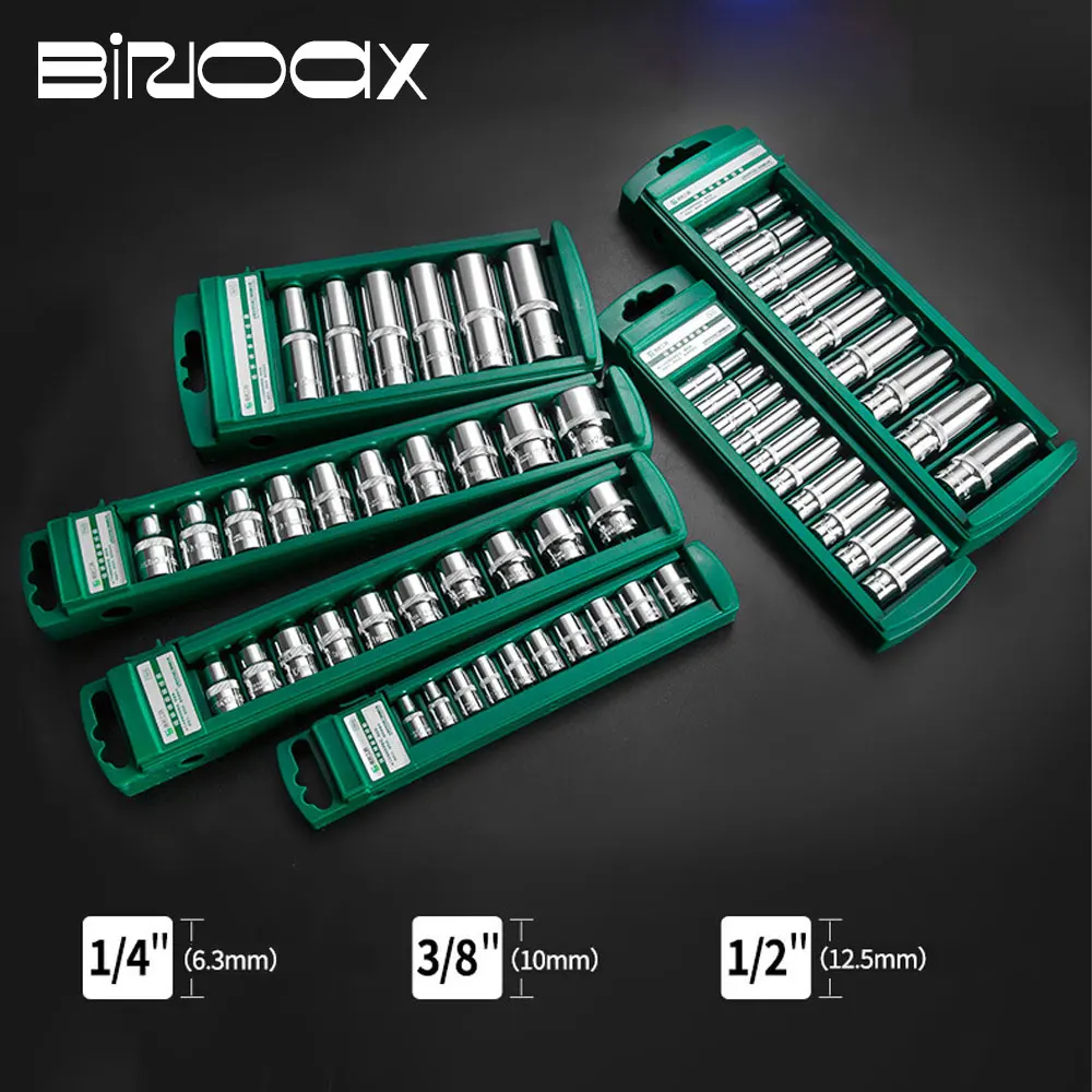 Binoax-Drive Socket Set, Tomadas Externas, Aço Cr-V, 1/4 \