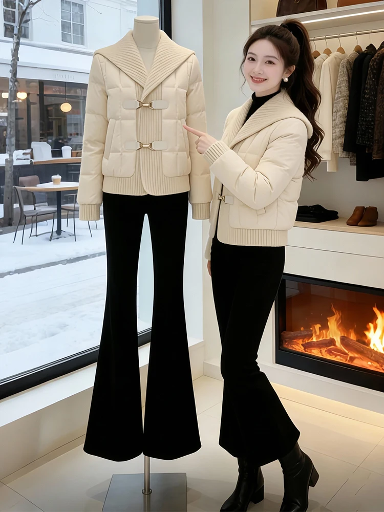 Warm Toned Fce Gefütterte Thiened Damen Daunenbaumwolle Jaet Unique Beautiful Sle Commute Korean Loose Fit Long Sve