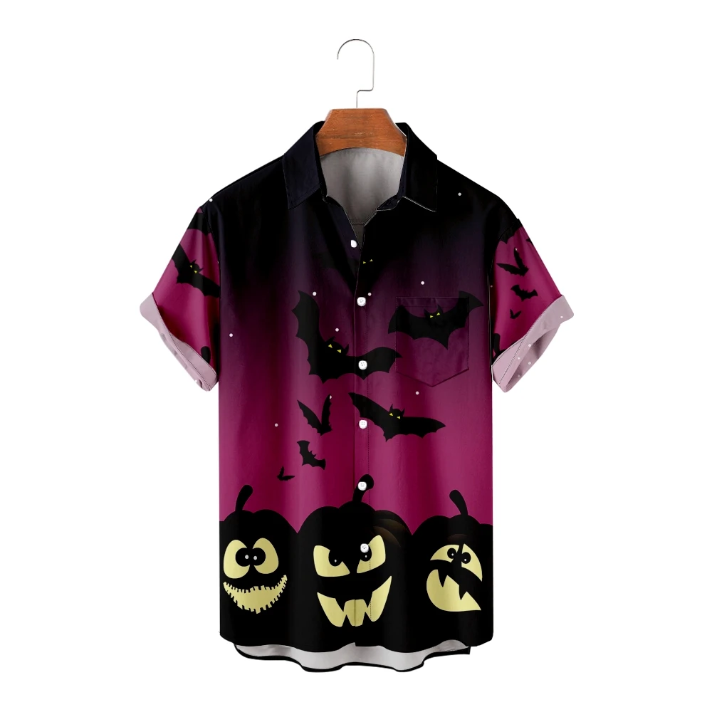 

Casual Shirts for Men Halloween Theme Bats Print Shirts Short Sleeve Summer Beach Vacation Tops Breathable