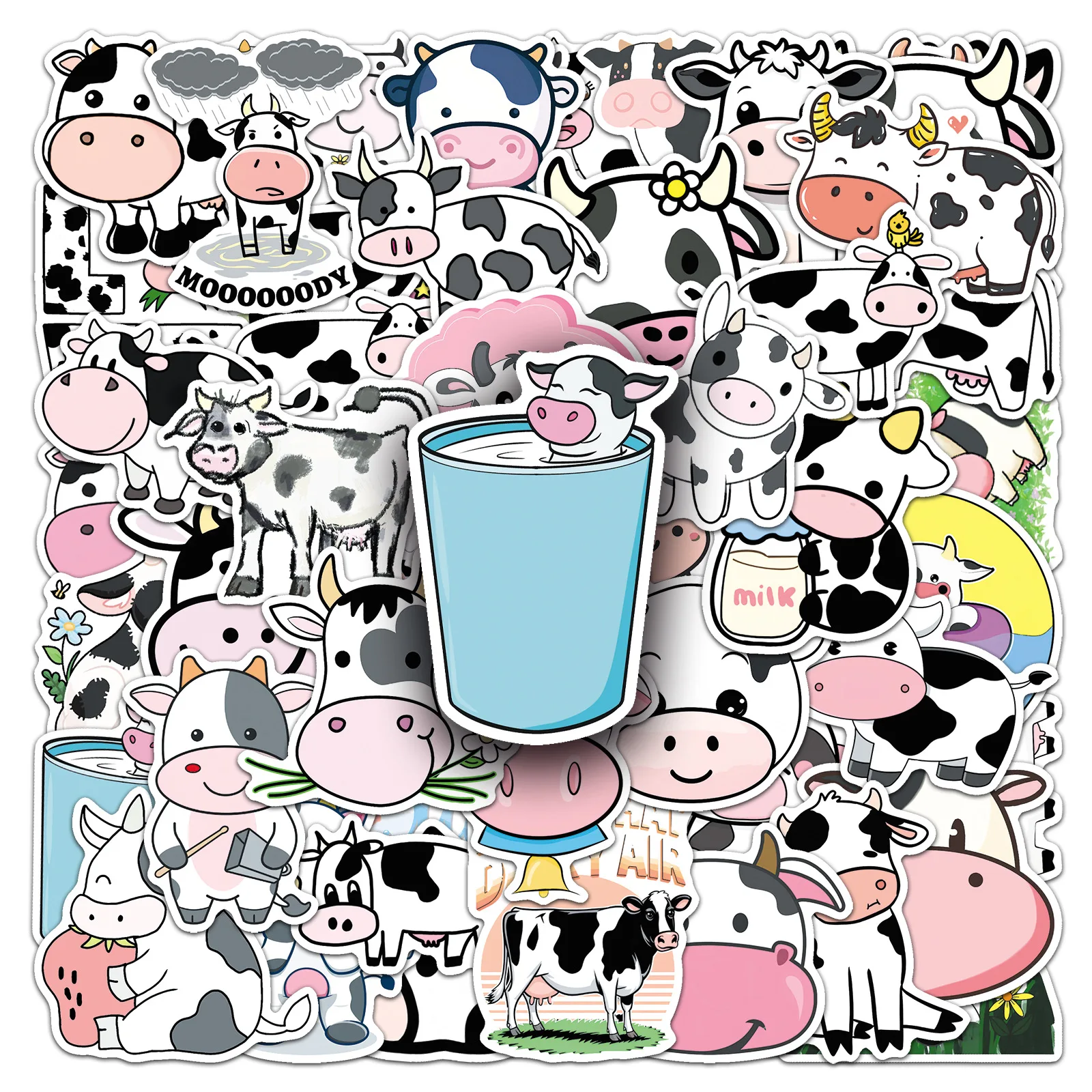 

10/50PCS Cute Cow Sticker Cartoon Animal Graffiti Waterproof Decal Kids Toy Gift Decorative Luggage Laptop Scrapbook