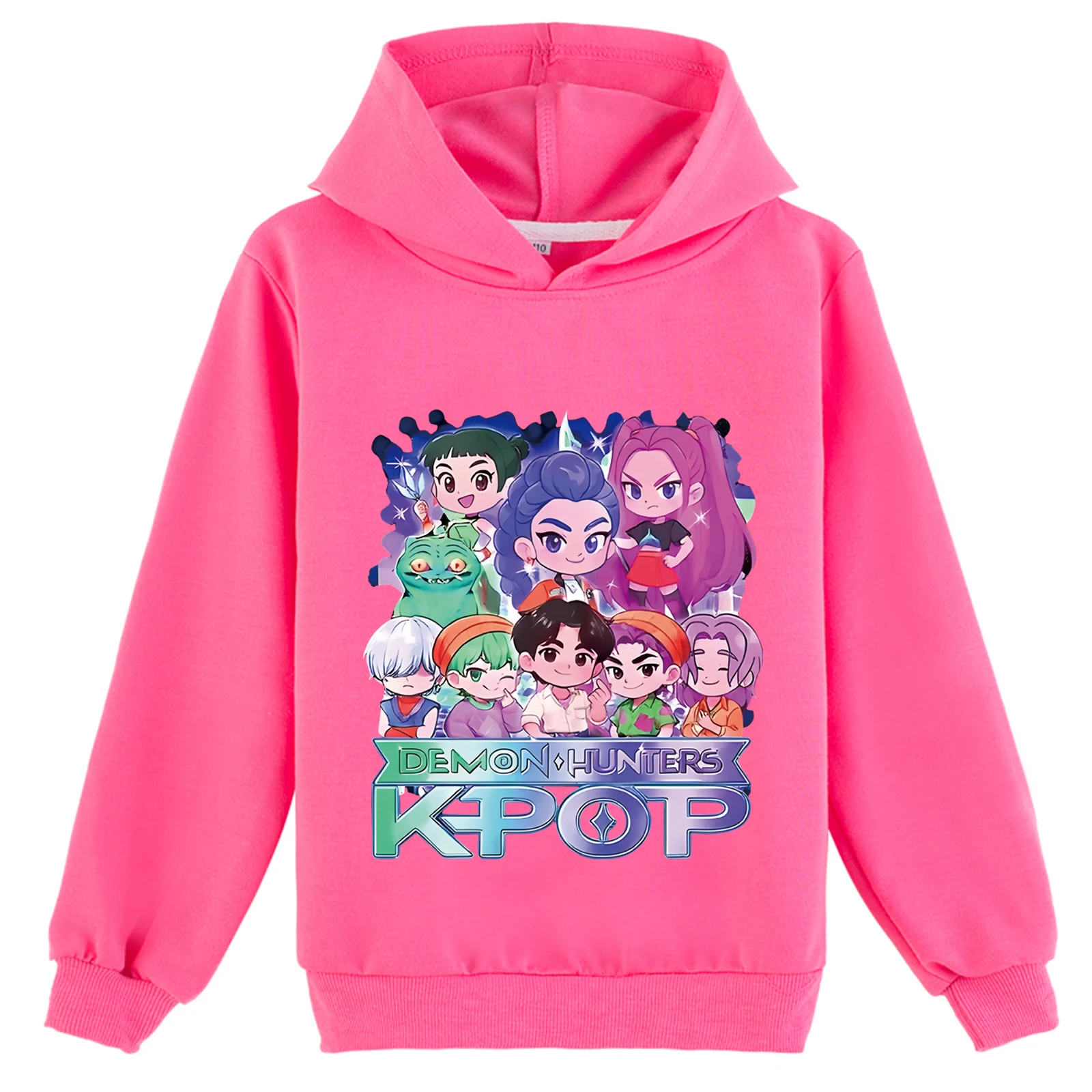 

Kpop Demon Hunters, новинка, топы, удобная толстовка с капюшоном, пуловер для маленьких девочек, толстовки с длинными рукавами для детей от 2 до 14 лет