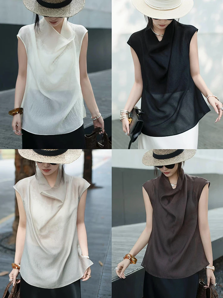 

mat Sle Svel irt with Flared Collar for Commuting Slimming Effect Inner Wear Polyester Fiber Skin-friendly B...