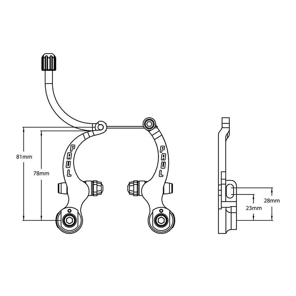 Vordere und hintere Cantilever-Bremsen, Hinterer Mid-Reach Road Caliper – Detail 2