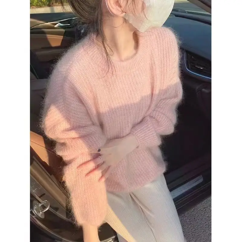 

Blue Sweater Female Design Niche New Style Furry Loose Fit Thick and Popular for Wearing Outside