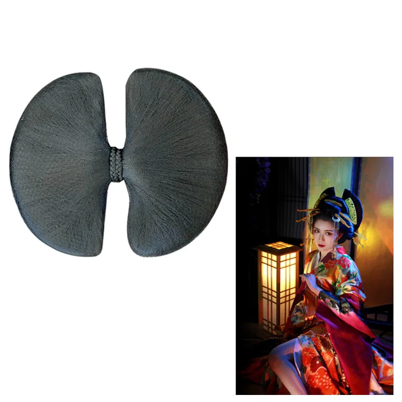 Beautiful Japanese Kimono Hair Style Round Butterfly Hair Bun Halloween Carnival Cosplay Headwear Vintage Photography