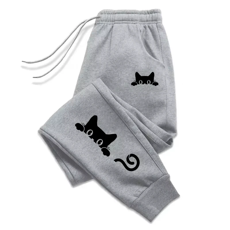 

Cute Cat Pattern Printed Sports Pants for Men And Women Casual Autumn Winter Warm Fashion Daily Running Trousers