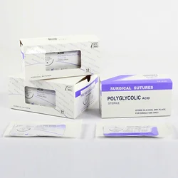 12pcs Absorbable Suture Thread Pet Dog Specific PGA 910 75CM 90CM With Needle 2/0 3/0 4/0 5/0 Teaching Clinic Hospital Exercises