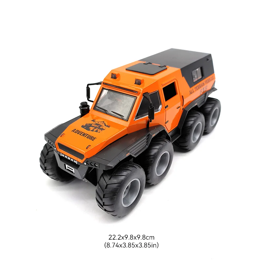 Liga russa Avtoros xamã modelo de carro de brinquedo com música leve, veículo off-road, presentes de Natal para crianças, brinquedo 8x8 ATV, 1:24