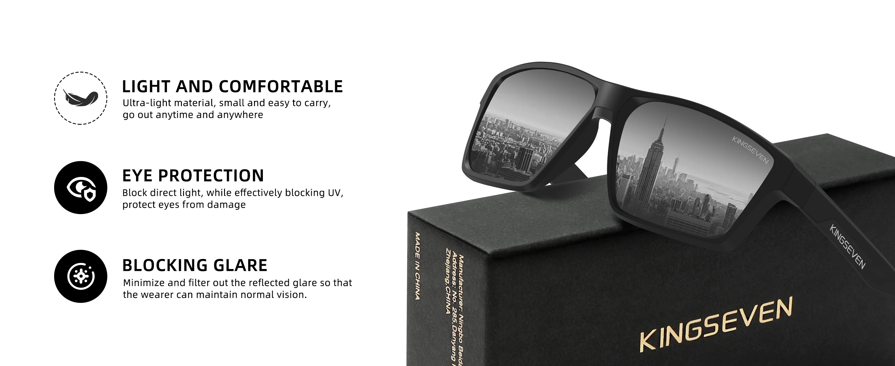 Echte KINGSEVEN Marke Polarisierte Spiegel Objektiv Sonnenbrille Für Männer Frauen UV400 Schutz Mode Gläser Outdoor Sport Brillen – Detail 1