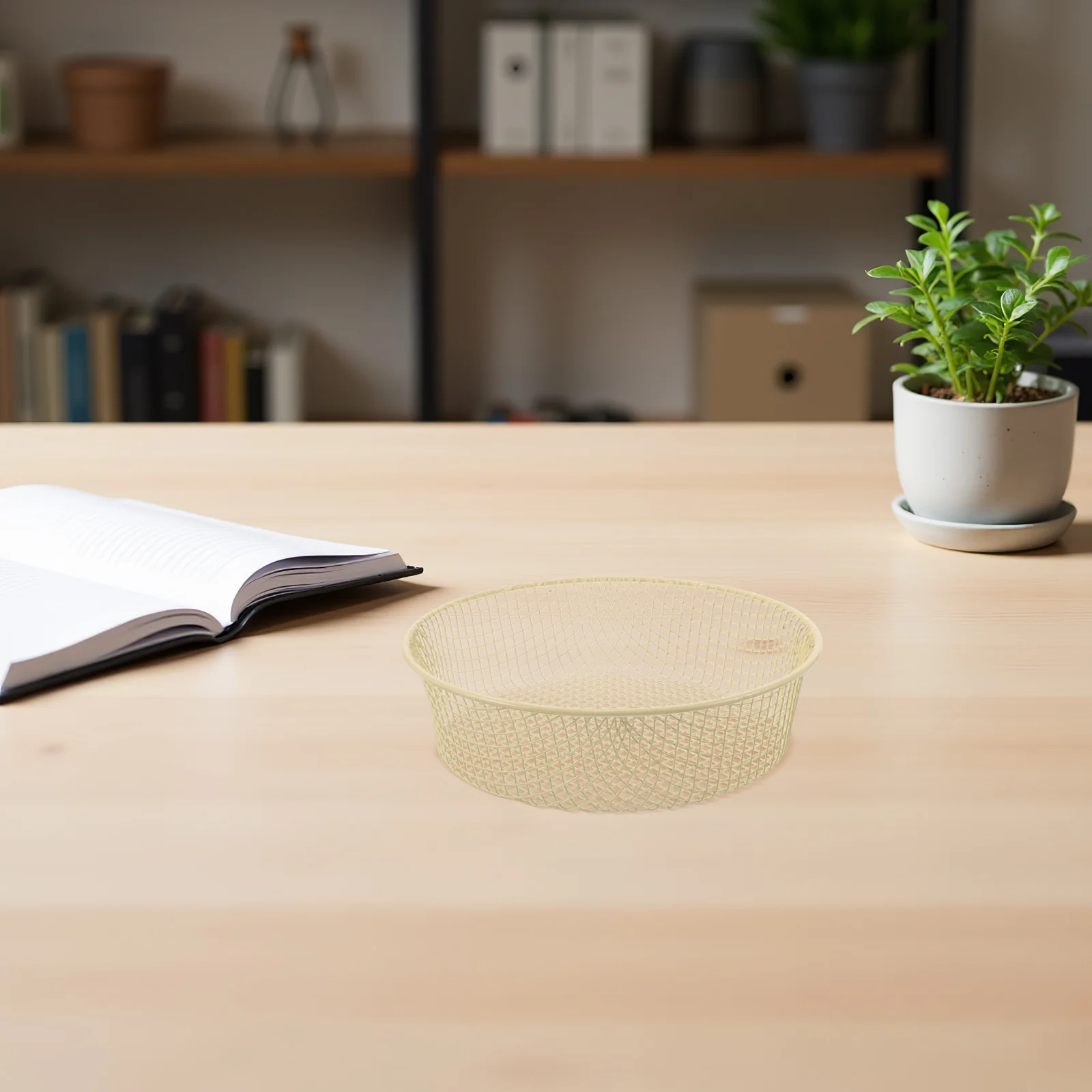 

Metal Wire Desktop Basket Organizer Round Wire Storage Bin Multifunctional for Office Bedroom Kitchen Desk Supplies