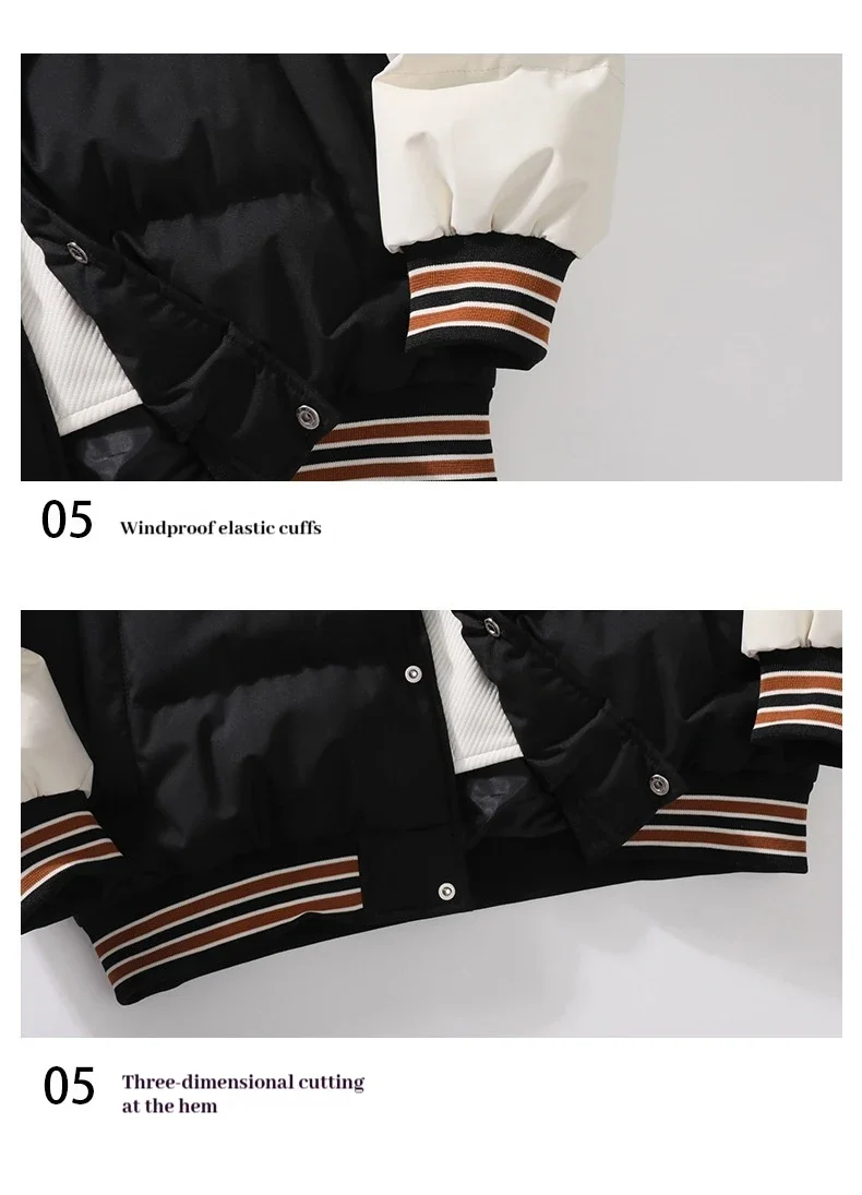 سترة رجالية مبطنة بالقطن سترة بقلنسوة مطرزة بحروف وسحاب وجيوب ملابس خارجية مقاومة للبرد معطف رجالي ملابس خروج أنيقة مبيعات ساخنة #5