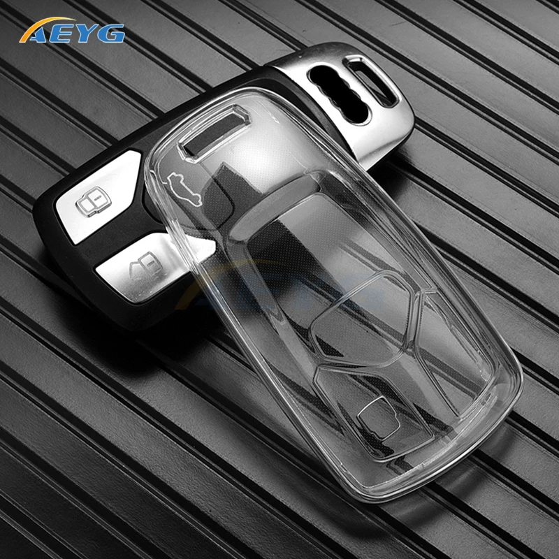 

TPU Car Remote Key Case Cover Shell Fob For Audi A4 Allroad B9 Q5 Q7 TT TTS Keyless 2016 2017 Key Chain Accessories