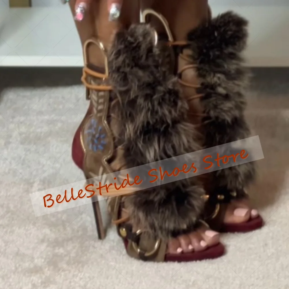 Sandálias coloridas com fivela de metal e design de pele, bico redondo, sapatos femininos finos, salto alto, festa, banquete, namoro, 2025 zapatos para mujere