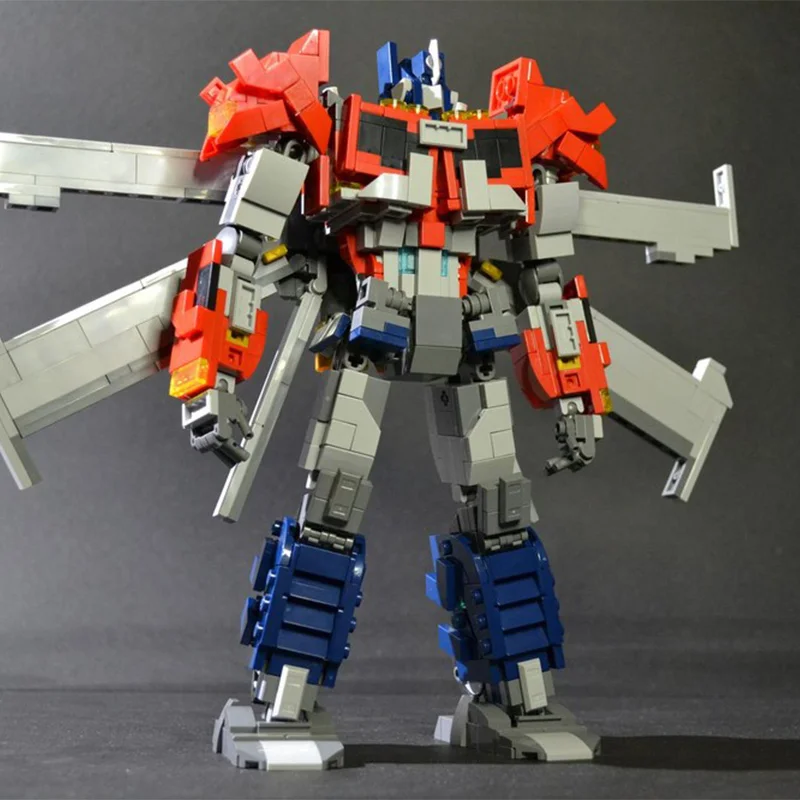 

1023 шт. MOC Optimuses Prime Beast Hunters культовая модель меха, строительные блоки, креативная сборка, коллекционный дисплей, подарочный набор