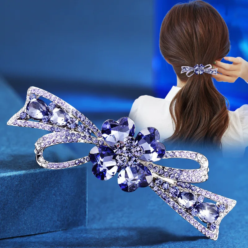 Kore baskı köpüklü menekşe kristal yay alaşım bahar firkete lüks mizaç zirkon firkete zarif anne moda firkete