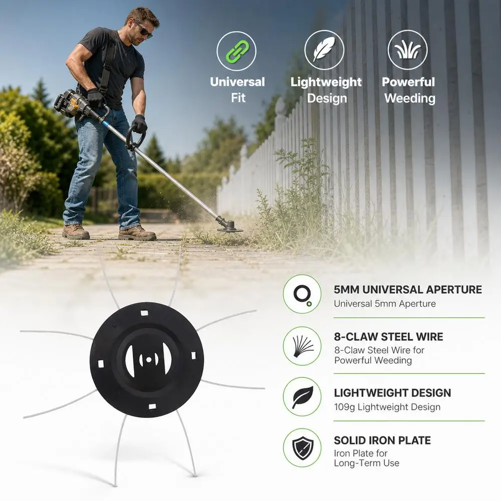 1pcs Grass Trimmer Plate Garden Edge Trim Steel Wire Trimmer Head Replacement Grass Trimmer Head For Lawn Mower 5mm Replacement