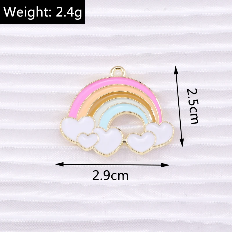 10 teile/los Cartoon Emaille Regenbogen Wolken Charms für Schmuck Machen Frauen Mode Tropfen Ohrringe Anhänger Halsketten DIY Handwerk Geschenk – Detail 4
