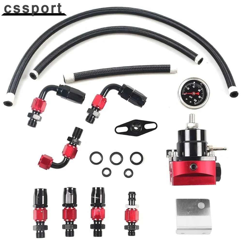 

Adjustable FPR AN6 Fitting EFI Fuel Pressure Regulator For 7MGTE MKIII with Hose Line Fittings Oil 100psi Gauge Universal