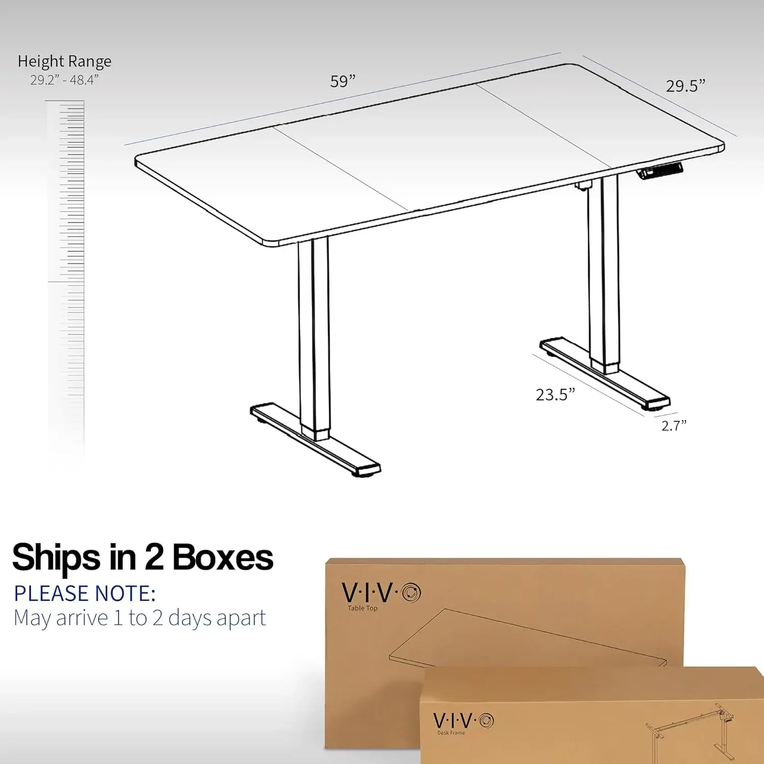 Рабочая станция VIVO Electric 60 x 30-дюймовый стоячий стол, регулировка высоты контроллера памяти, DESK-KIT-1W6B-30