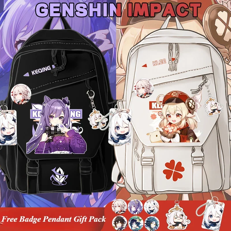 Genshin Impact Backpack Anime Cosplay Students School Bag Backpack Klee Cartoon Bookbag Laptop Travel Rucksack Boys Girls Gifts