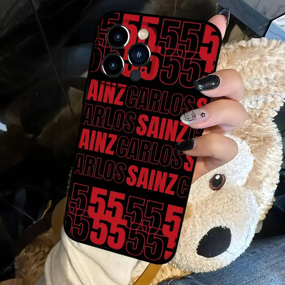 55 الفلفل الحار شعار C-Carlos S-Sainz جراب هاتف جراب هاتف آيفون 17 16 15 14 13 12 11 X XR XS Plus Pro Max غطاء أسود ناعم صغير #4