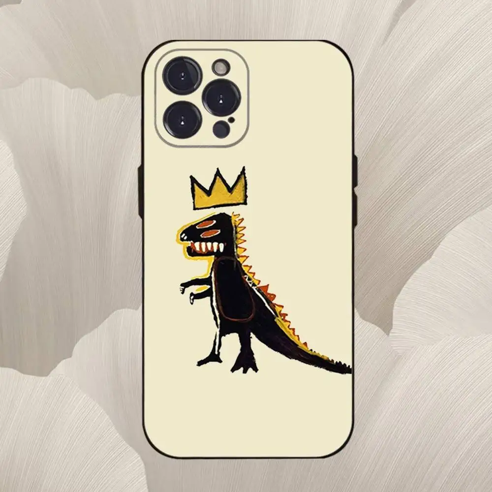 حافظة هاتف J-Jeans Michel B-Basquiats لهاتف iPhone 16,se4,15,14,13,12,11,Pro,X,XS,Max,XR,Plus,Mini غطاء أسود ناعم